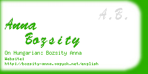 anna bozsity business card